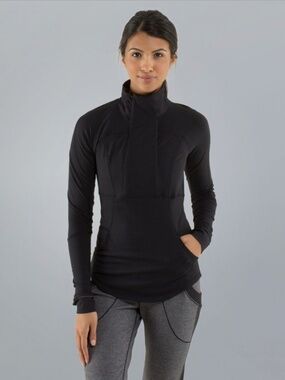 Lululemon Black Base Runner 1/2 Zip Pullover Jacket, size 2